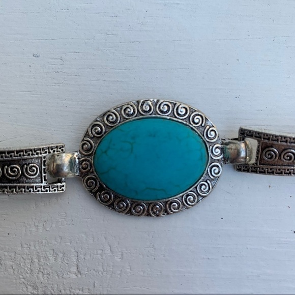 Southwest Bracelet Silver Turquoise Color - Picture 1 of 11